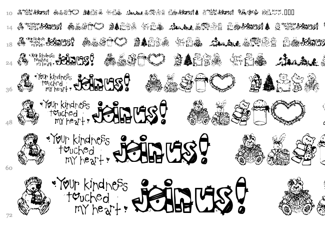 Little Cuties font waterfall